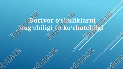 dorivoroʻsimliklarni ugʻchiligi va koʻchatchilgi — PPTX
