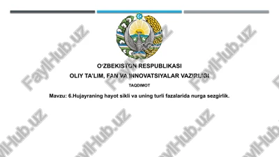 hujayraning hayot sikli va uning turlari fazalari — PPTX