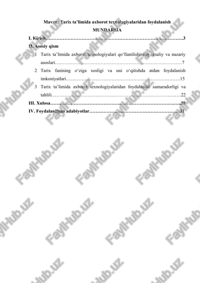 tarix ta’limida axborot texnologiyalaridan foydalanish — DOCX