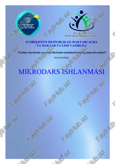 tarbiya darslarida mustaqil fikrlashni shakllantirishning samarali usullari — DOC