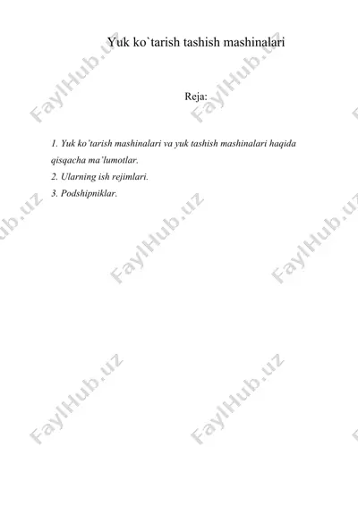 yuk ko`tarish tashish mashinalari — DOC