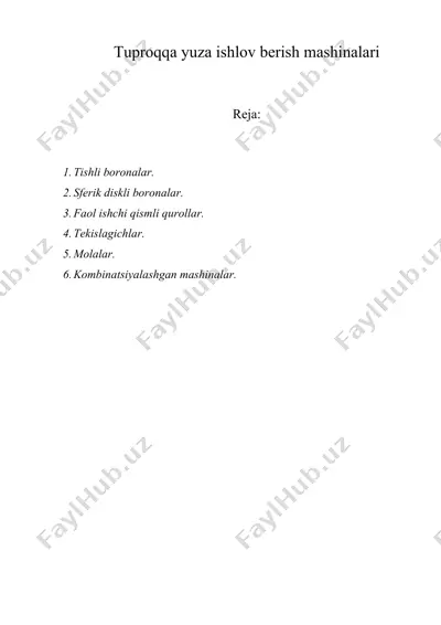 tuproqqa yuza ishlov berish mashinalari — DOC