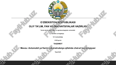 avtomobilyoʻllarini rekonstruksiya qilishda chet-elt texnologiyasi — PPTX