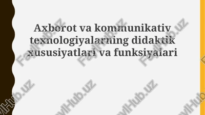 aktning ta'limiy xususiyatlari va vazifalari — PPTX