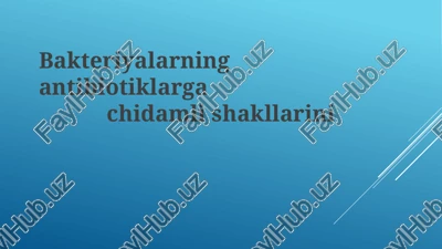 antibiotiklarga chidamli bakteriyalar — PPTX