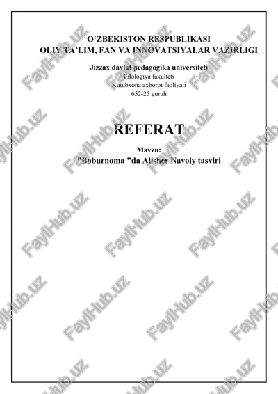"boburnoma"da alisher navoiy tasviri — DOCX