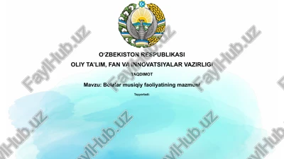 bolalar musiqiy faoliyatining mazmuni — PPTX