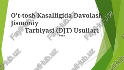 o't-tosh kasalligida davolash jismoniy tarbiyasi (djt) usullari — PPTX