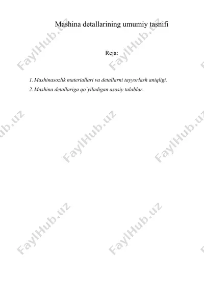 mashina detallarining umumiy tasnifi — DOC