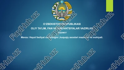 hayot xavfsizligining huquqiy asoslari — PPTX