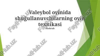 voleybol oyinida shuğullanuvchilarning oyin texnikasi — PPTX