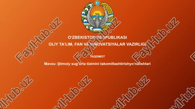 ijtimoiy sug'urtatiziminitakomillashtirishyo‘nalishlari — PPTX