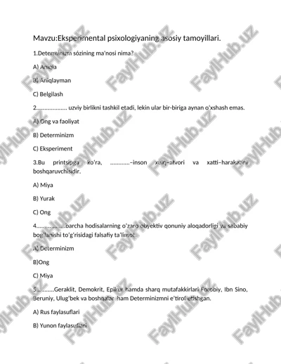 eksperimental psixologiya — DOCX