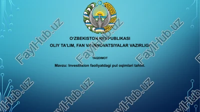 investitsion faoliyatdagi pul oqimlarini tahlili — PPTX