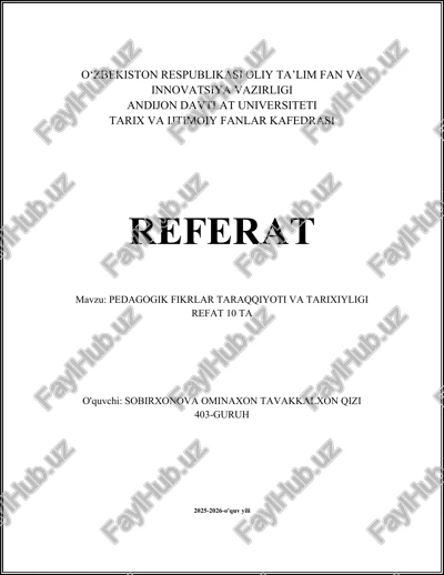 pedagogik fikrlar taraqqiyoti va tarixiyligi — DOCX
