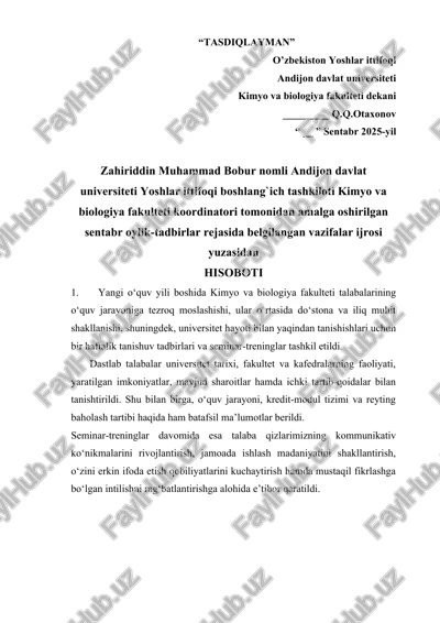 kimyo va biologiya fakulteti — DOCX