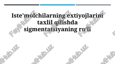 segmentatsiya: ta'rif, ahamiyat va maqsadlar — PPTX