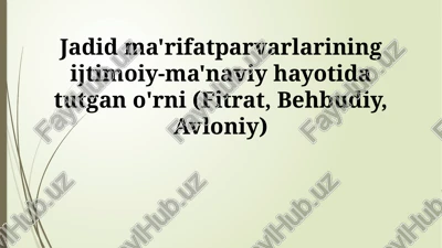 jadidchilikning ta'siri, taqiqlanishi va bugungi kundagi ahamiyati — PPTX