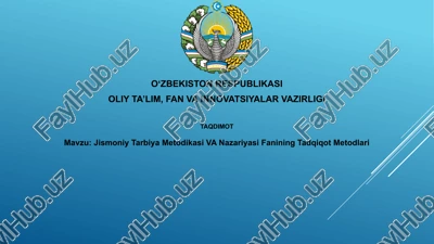jismoniy tarbiya metodikasi va nazariyasi fanining tadqiqot metodlari — PPTX