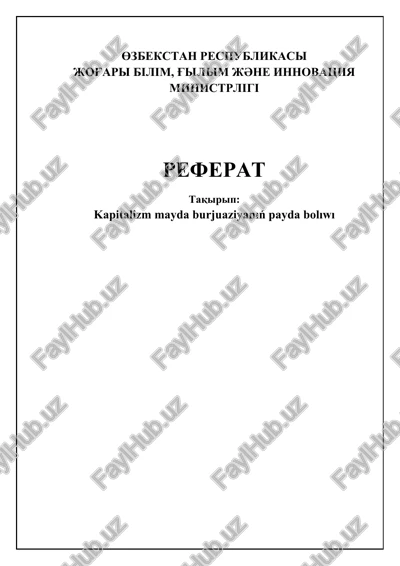 mayda burjuaziyanıń kapitalizmdeki roli — DOCX
