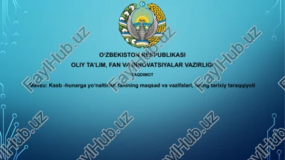 kasb-hunargayoʻnaltirish fanining maqsadvavazifalari — PPTX
