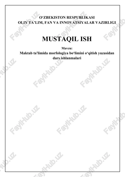 morfologiya asoslari va o'qitish metodlari — DOCX