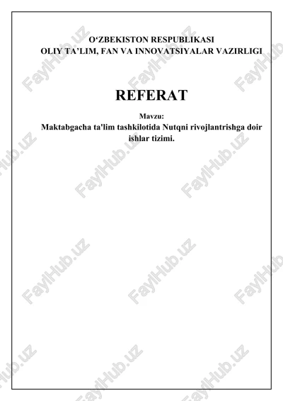 nutqni rivojlantrishga doir ishlar tizimi — DOCX