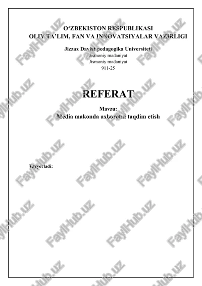 ommaviy axborot vositalari: ta'rif, turlari va tarqatish usullari — DOCX