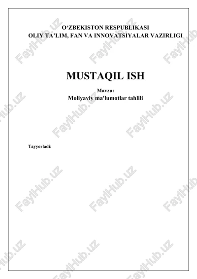 moliyaviy ma'lumotlar tahlili — DOCX