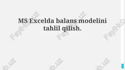 muvozanat modelini yaratish va hisoblash — PPTX
