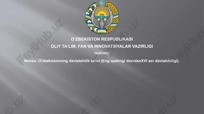 o'zbekistonning davlat ehlik tarixi — PPTX