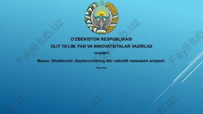 oksidlovchi-qaytaruvchining i̇kkivalentlik massasini aniqlash — PPTX
