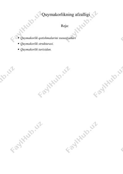 quymakorlikning afzalligi — DOCX