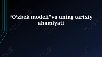 “o‘zbek modeli”ning mohiyati va asosiy tamoyillari — PPTX