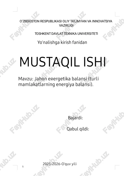 jahon energetika balansi — PDF