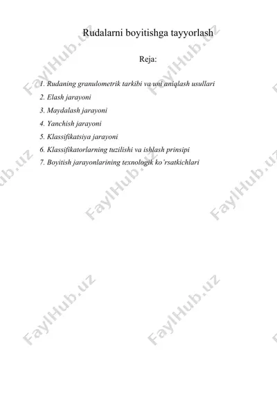 rudalarni boyitishga tayyorlash — DOCX