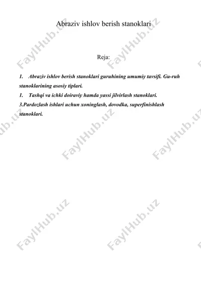 abraziv ishlov berish stanoklari — DOC