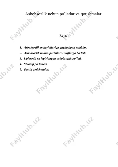 asbobsozlik uchun po`latlar va qotishmalar — DOC