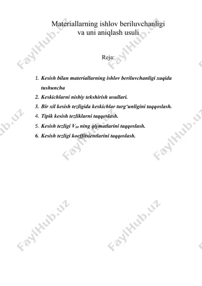materiallarning ishlov beriluvchanligi — DOC