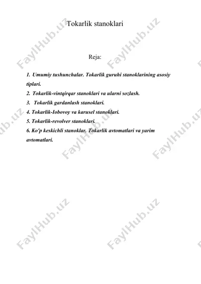 tokarlik stanoklari — DOC
