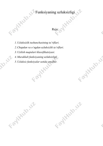 funksiyaning uzluksizligi — DOC