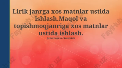 lirik janrga xos matnlar ustida ishlash — PPTX