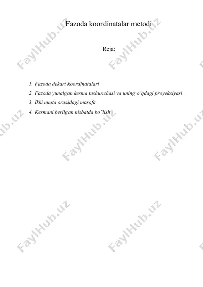fazoda koordinatalar metodi — DOC