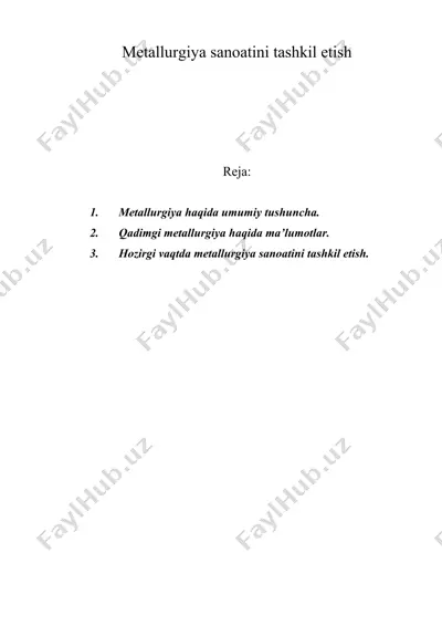 mеtаllurgiya sаnоаtini tаshkil etish — DOC