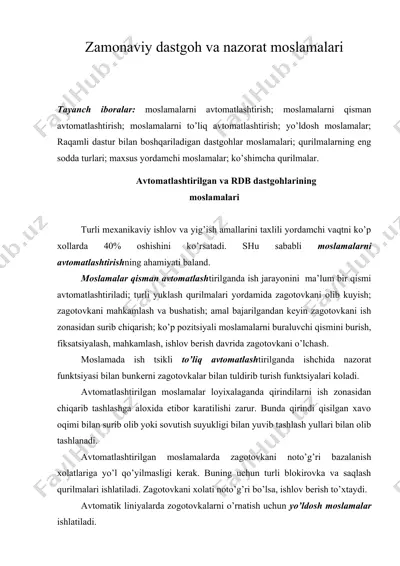 zamonaviy dastgoh va nazorat moslamalari — DOC
