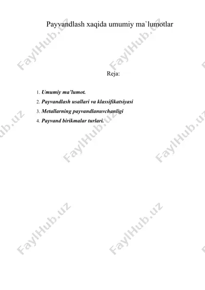 payvandlash xaqida umumiy ma`lumotlar — DOC