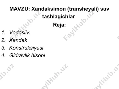 xandaksimon (transheyali) suv tashlagichlar — PPT