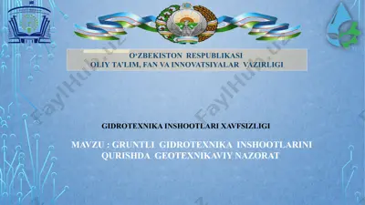 gruntli gidrotexnika inshootlarini qurishda geotexnikaviy nazorat — PPTX