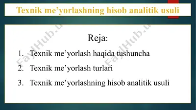 texnik me’yorlashning hisob analitik usuli 2 — PPTX