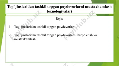 tog’ jinslaridan tashkil topgan poydevorlarni mustaxkamlash texnologiyalari — PPTX